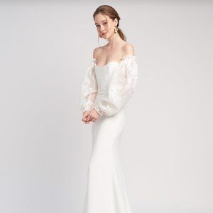 ALEXANDRA GRECCO REINE WHITE ORGANZA SLEEVES SIZE SMALL